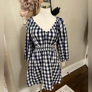J. Crew V-neck mini dress in navy gingham